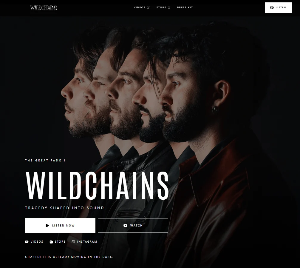 Homepage dos WILDCHAINS